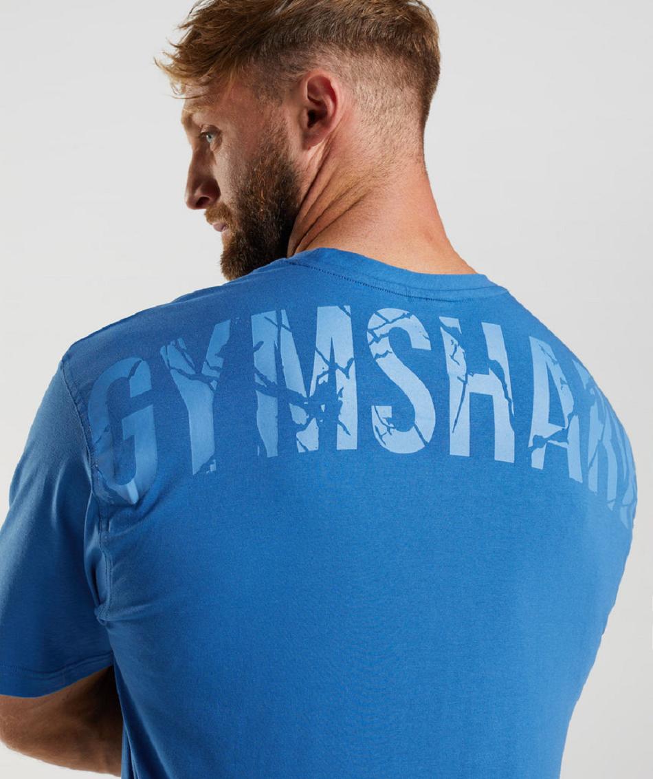 T Shirts Gymshark Power Hombre Azules | CO 3254RVD